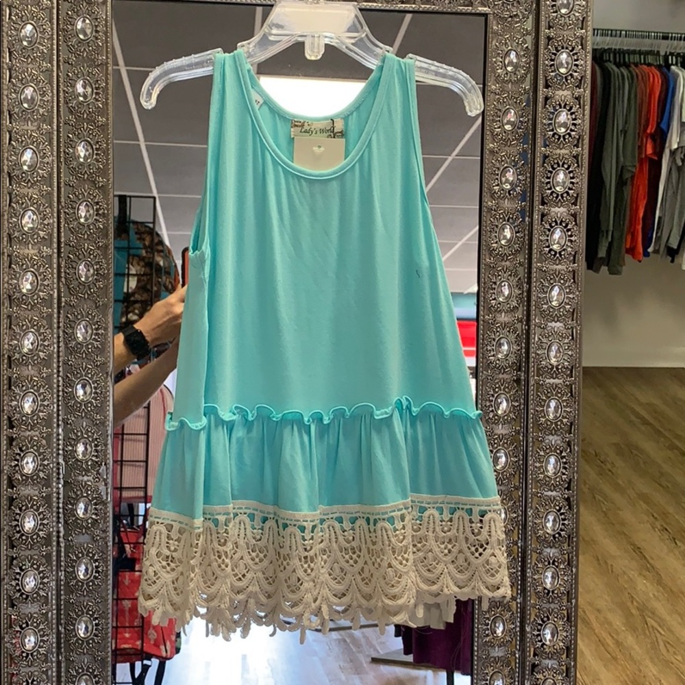Girls tunic tank with crochet trim